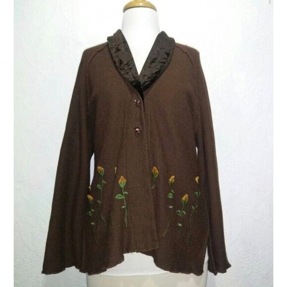Nooshin Femme Boutique Oversized Cardigan Sweater S/M B46 Brown Artsy Oversized - Picture 3 of 5